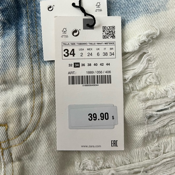 NWT Zara High Rise Short Denim Rigid 2 - Picture 3 of 4